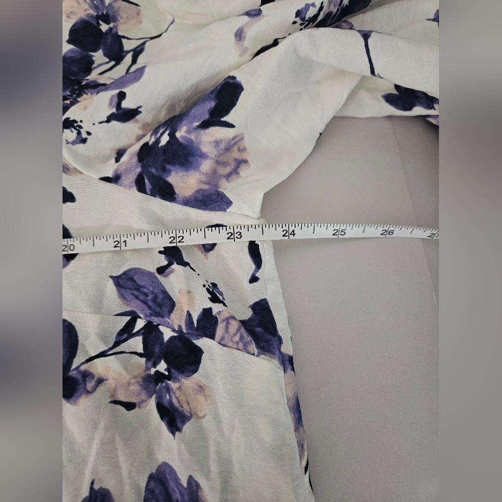 J. Jill Oversize Lagenlook Purple Blue Floral Long Sleeve V-Neck Lightweight Top - Picture 12 of 12